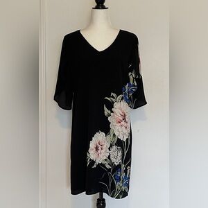 Le Chateau Floral Black V-Neck Women's dress medium